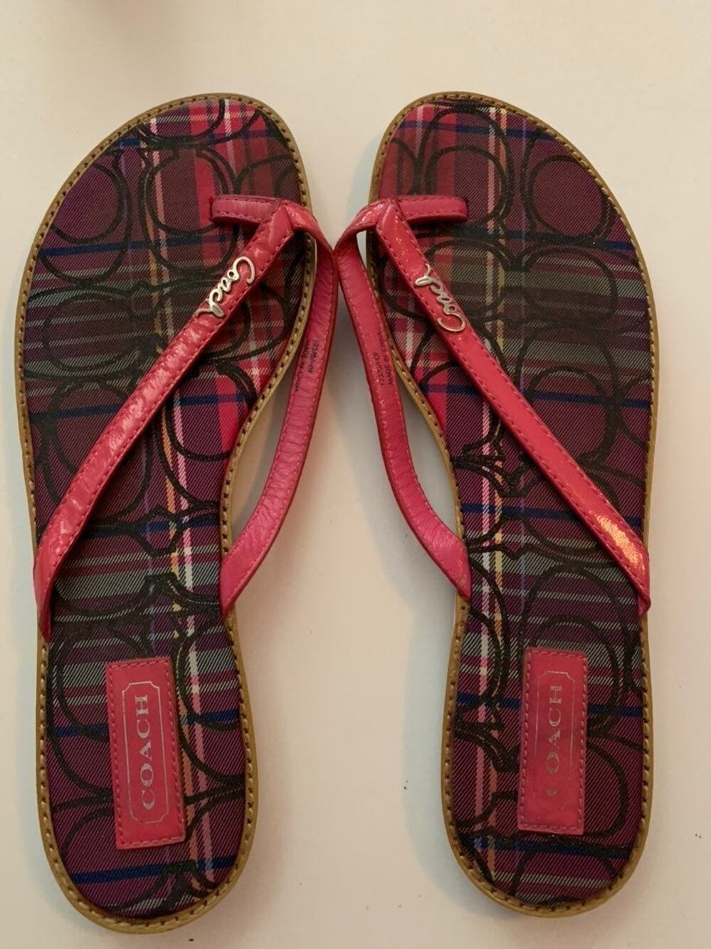 Women's COACH Devlyn Flip Flops Pink Size 9B